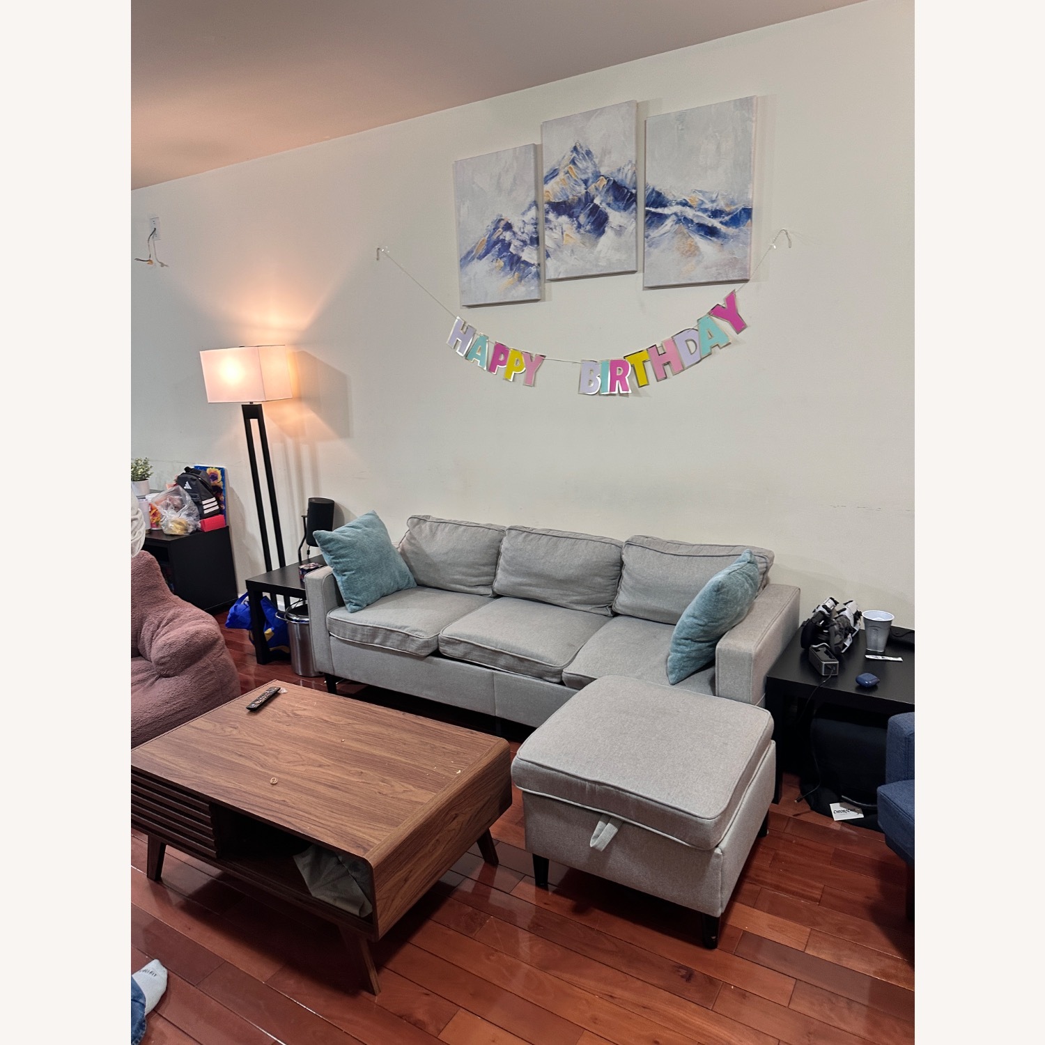 Sectional 3 Seater Sofa with Ottoman Storage - image-2