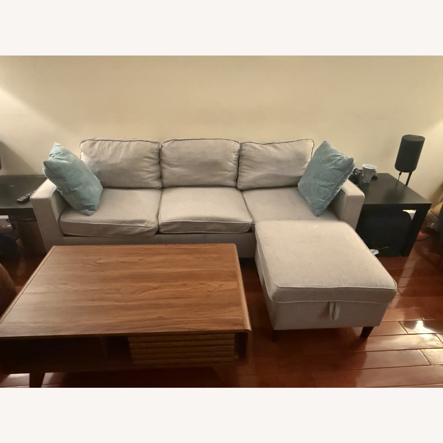 Sectional 3 Seater Sofa with Ottoman Storage - image-1