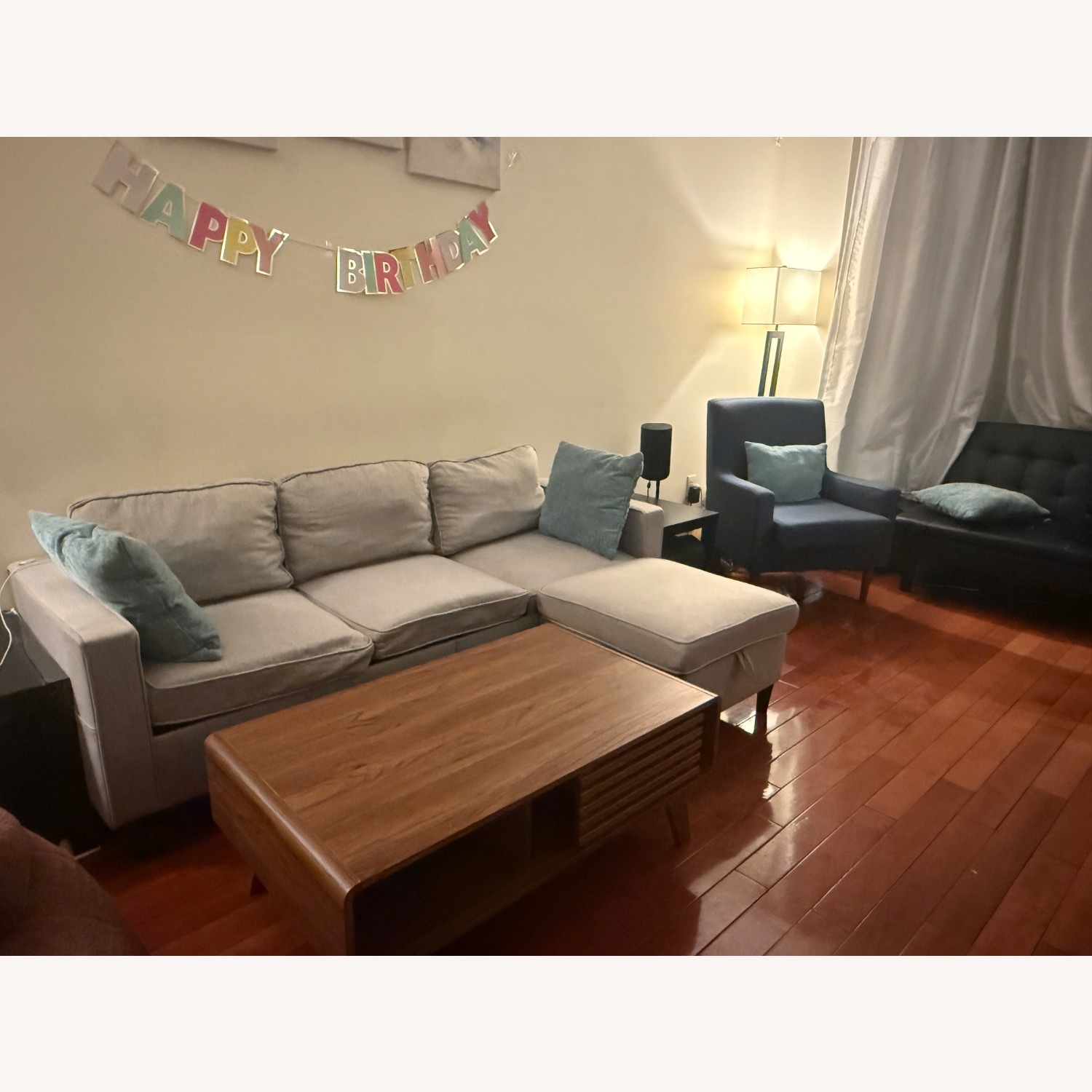 Sectional 3 Seater Sofa with Ottoman Storage - image-3