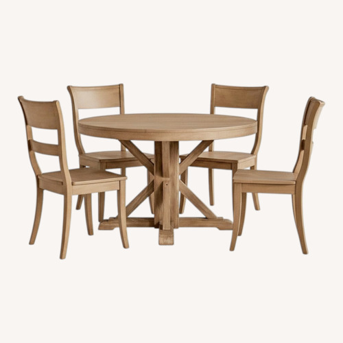 Used Pottery Barn Natural Wood Dining Table & 4 Chairs for sale on AptDeco