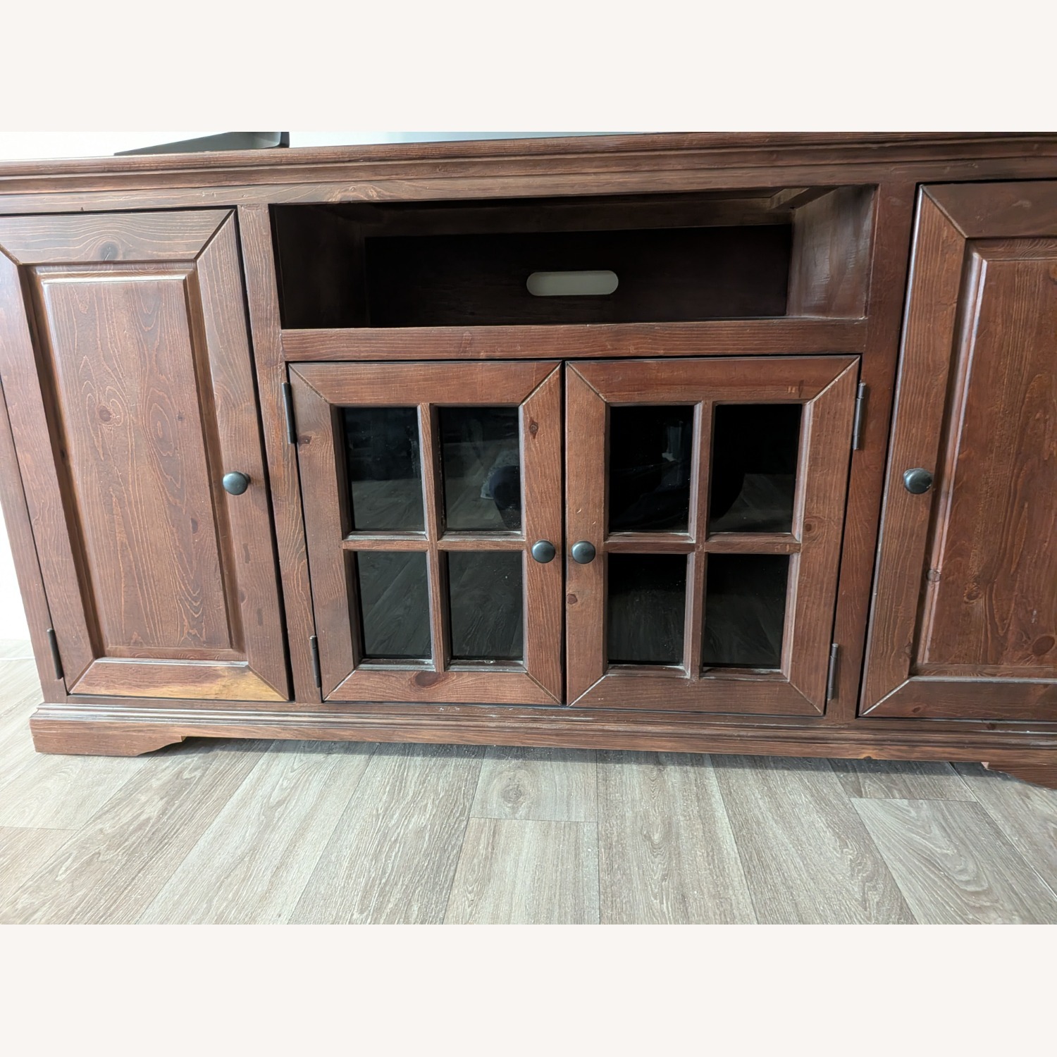 Dark Brown Wood Media Storage - image-3