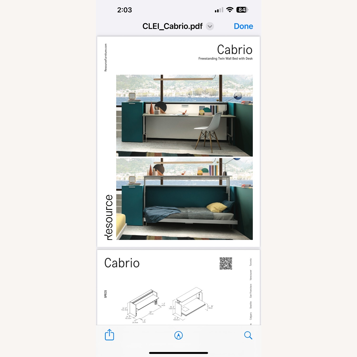 Resource Furniture CLEI Cabrio Desk with Twin Bed - image-2