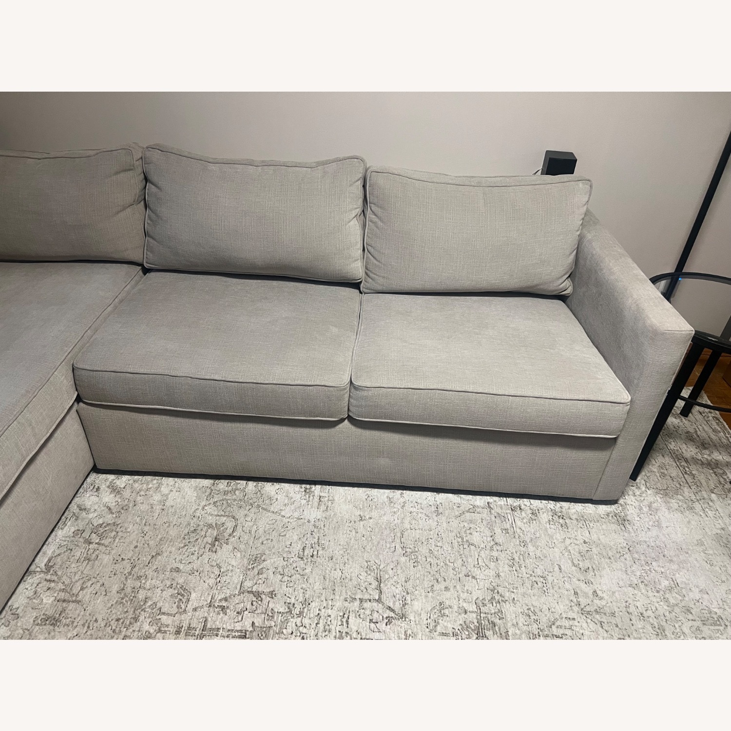 West Elm Natural Fabric 2 Piece Sectional - image-2