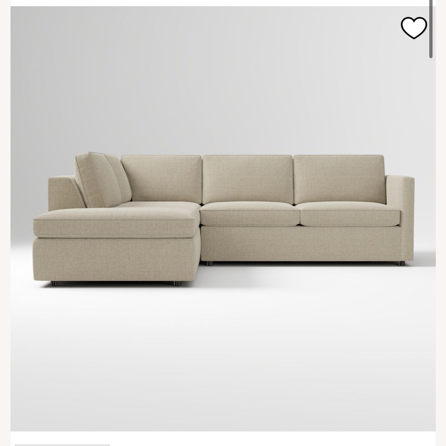 West Elm Natural Fabric 2 Piece Sectional - image-1