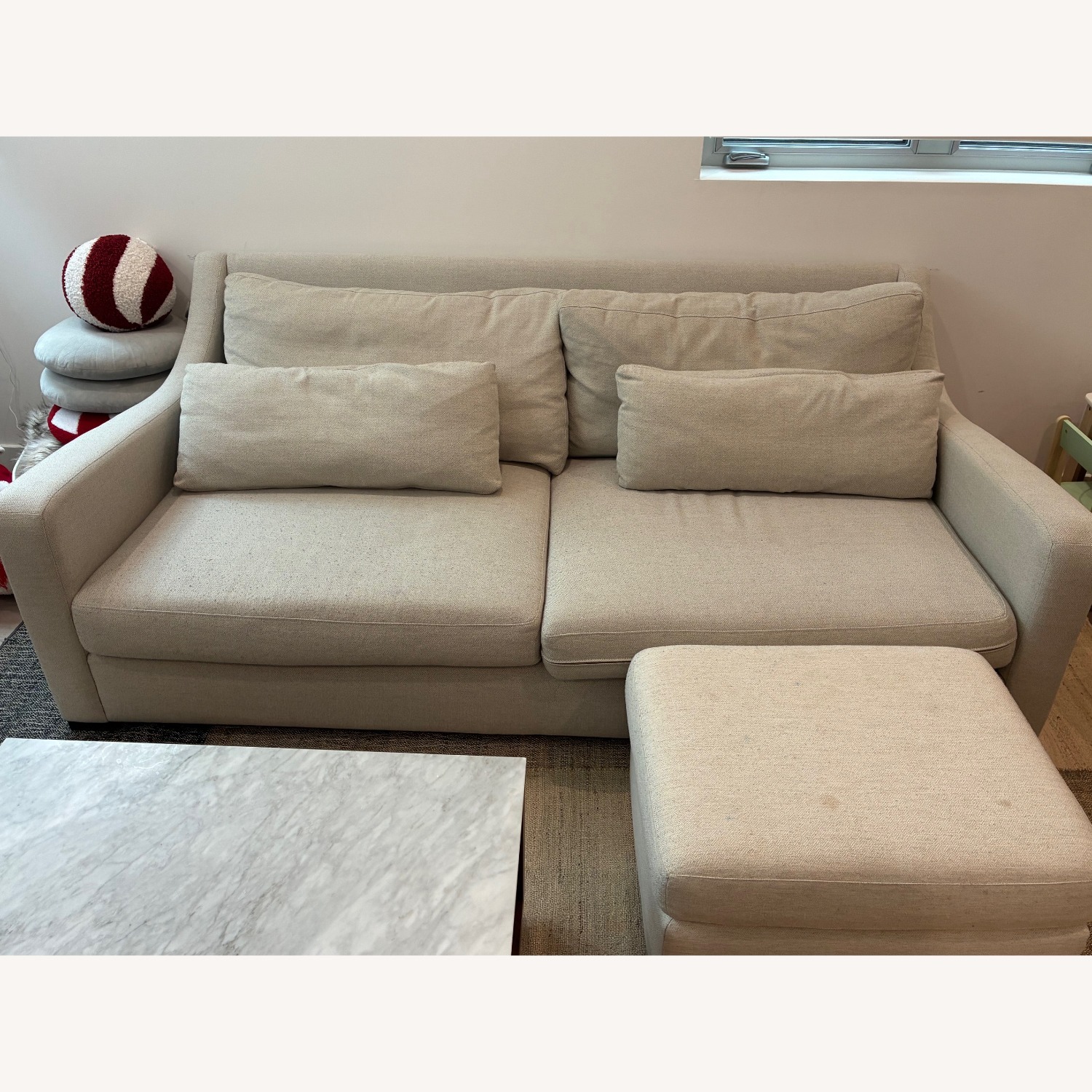 Crate & Barrel Verano 2 Seater Sofa with Ottoman - image-3