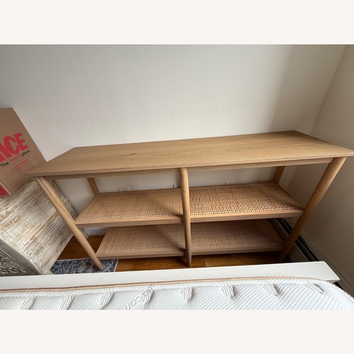 Used Magnolia Hearth & Hand Wood & Cane Bookcase for sale on AptDeco