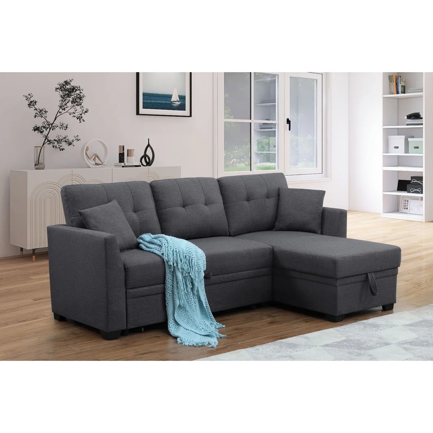 Wayfair Blue Fabric Sleeper Sofa - image-4