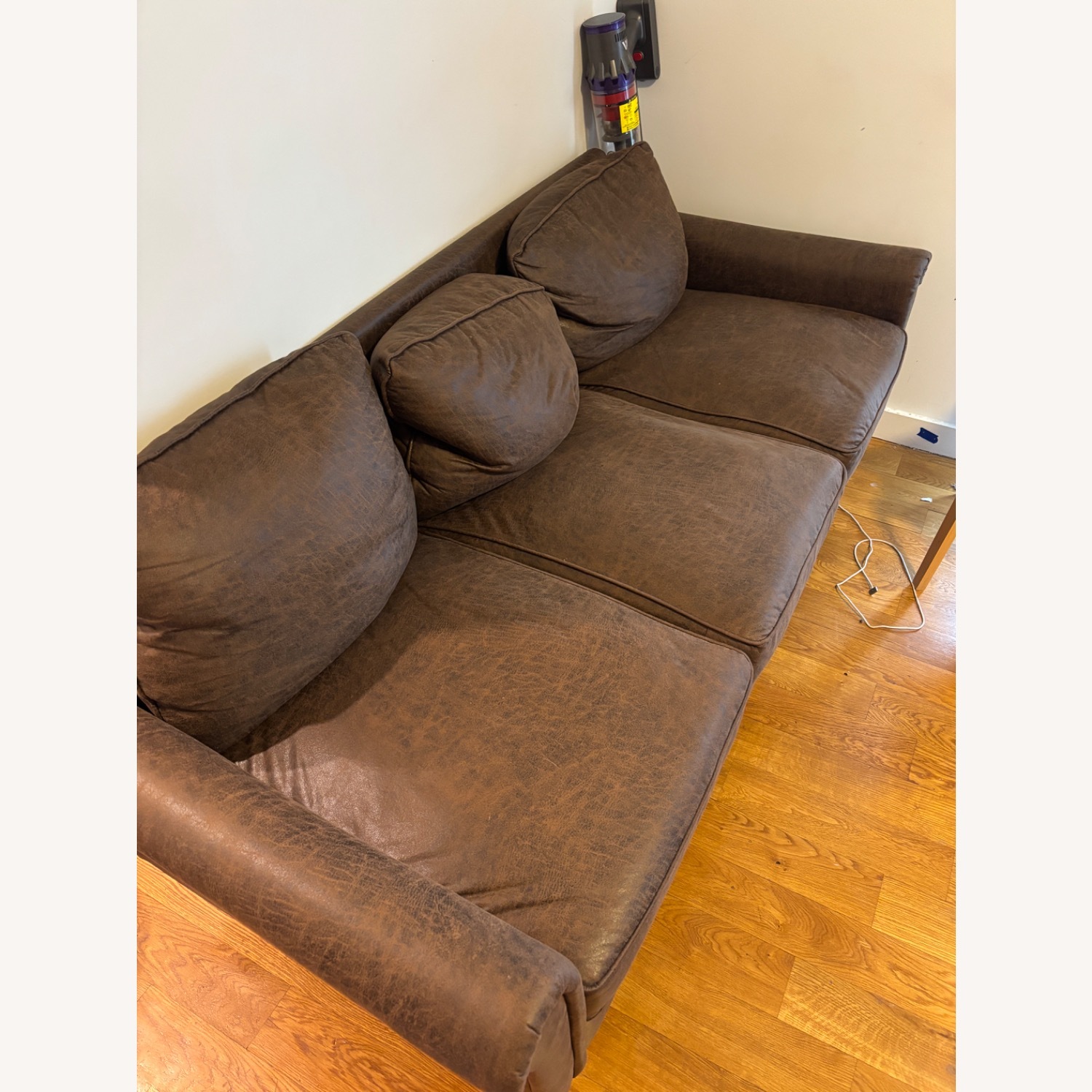 Wayfair Ainsley Dark Brown Faux Leather 3+ Seater Sofa - image-2