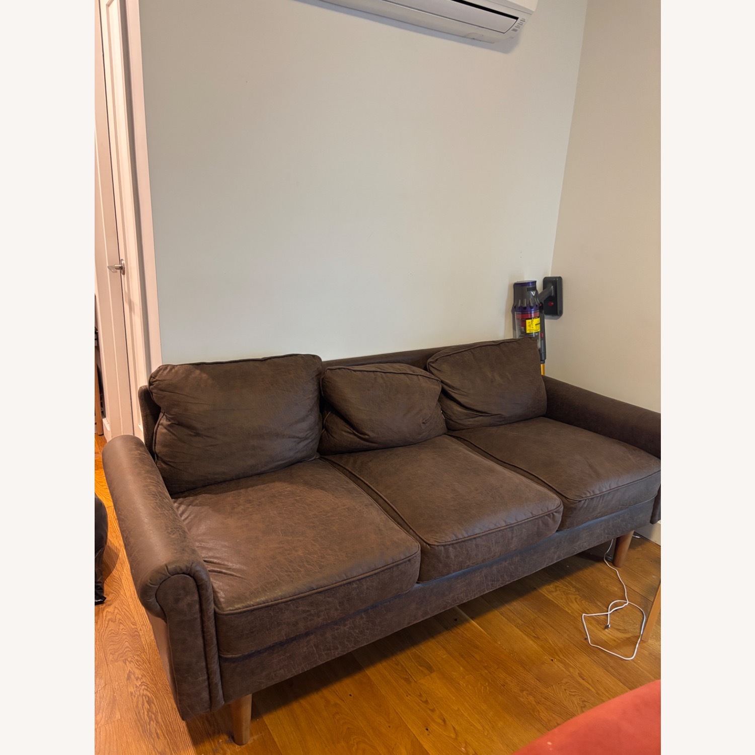 Wayfair Ainsley Dark Brown Faux Leather 3+ Seater Sofa - image-1