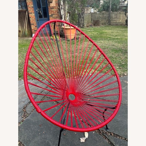 Used Lumens By Innit Designs Red Metal Accent Chair for sale on AptDeco