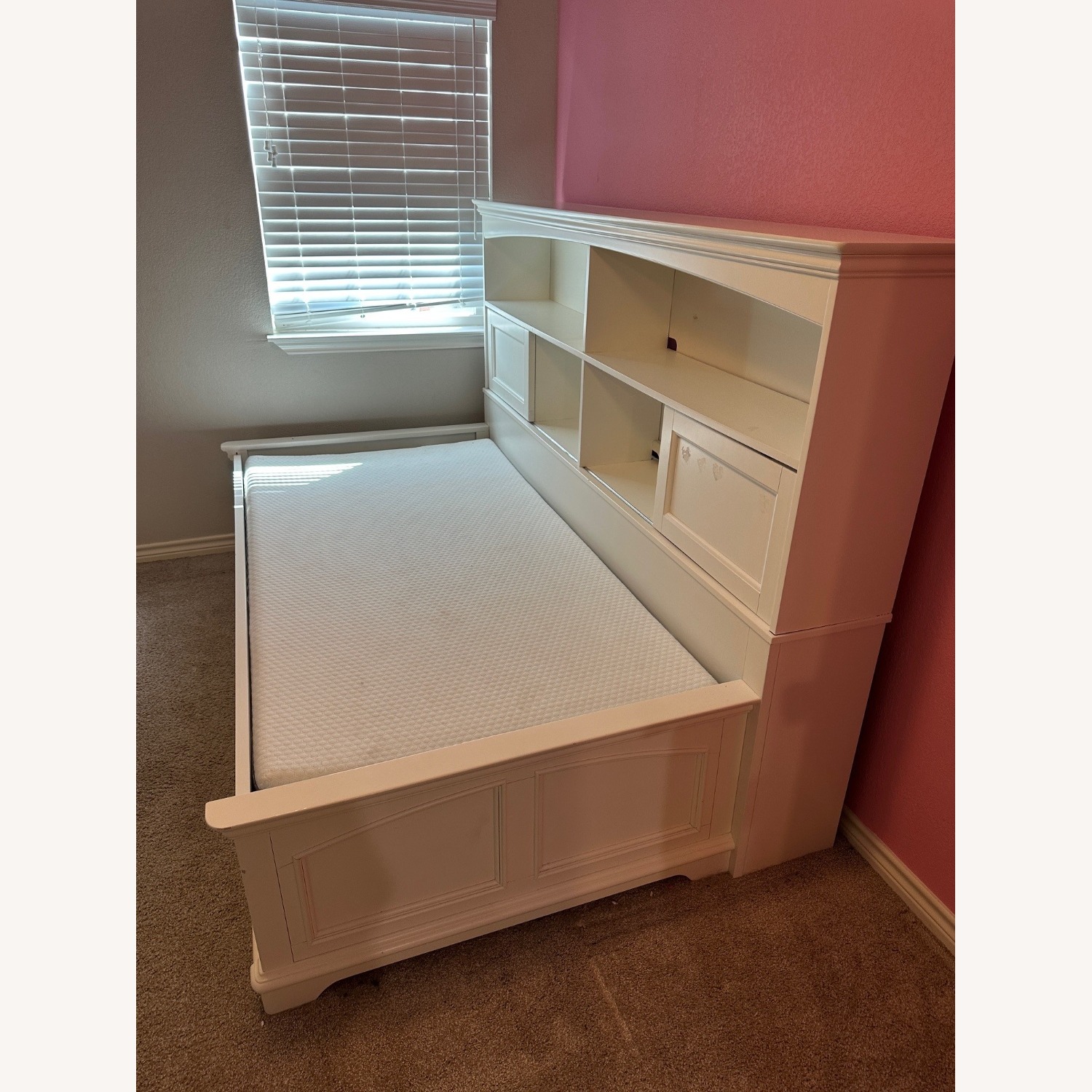 White Wood Twin Bed - image-5