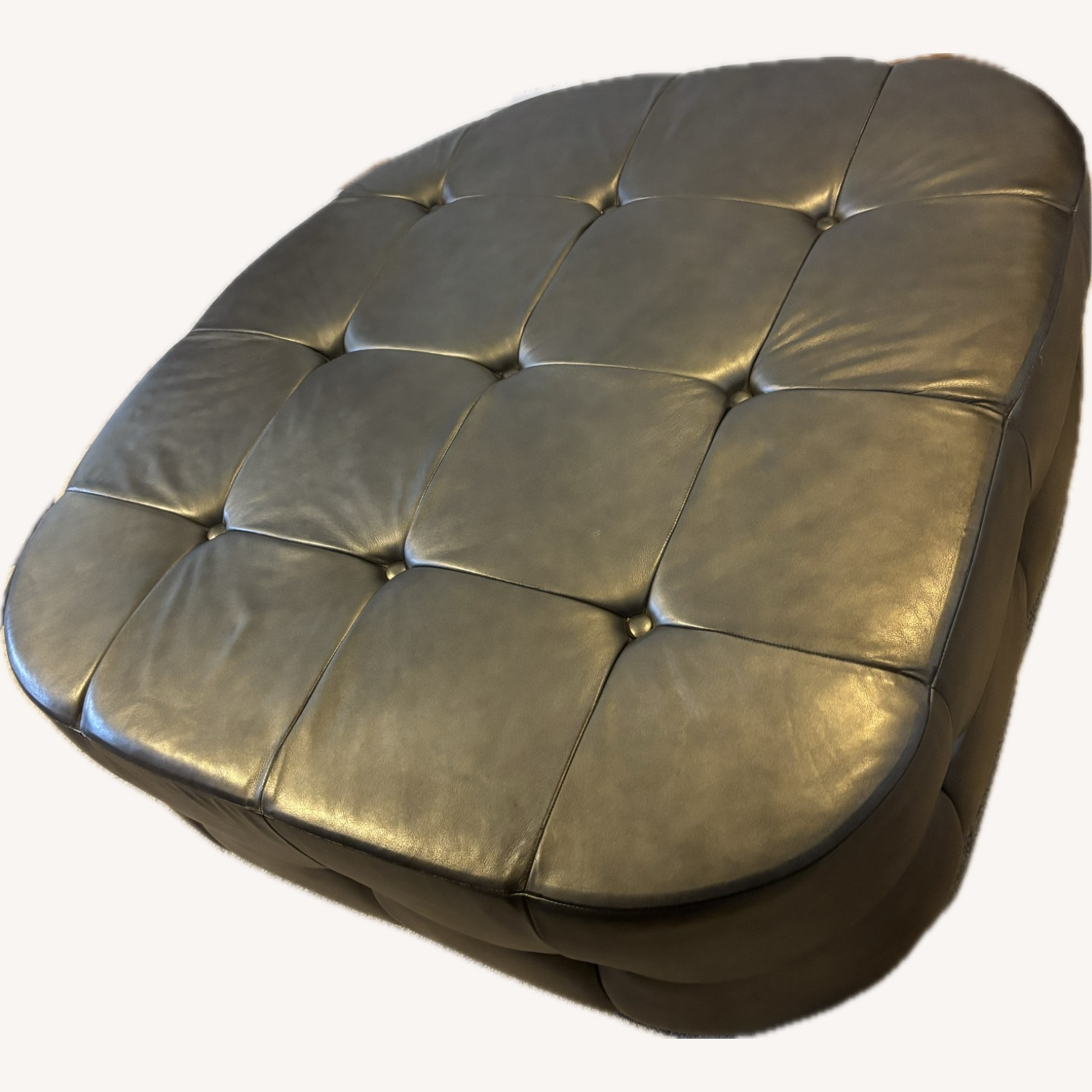 Tufted Leather Ottoman - image-3