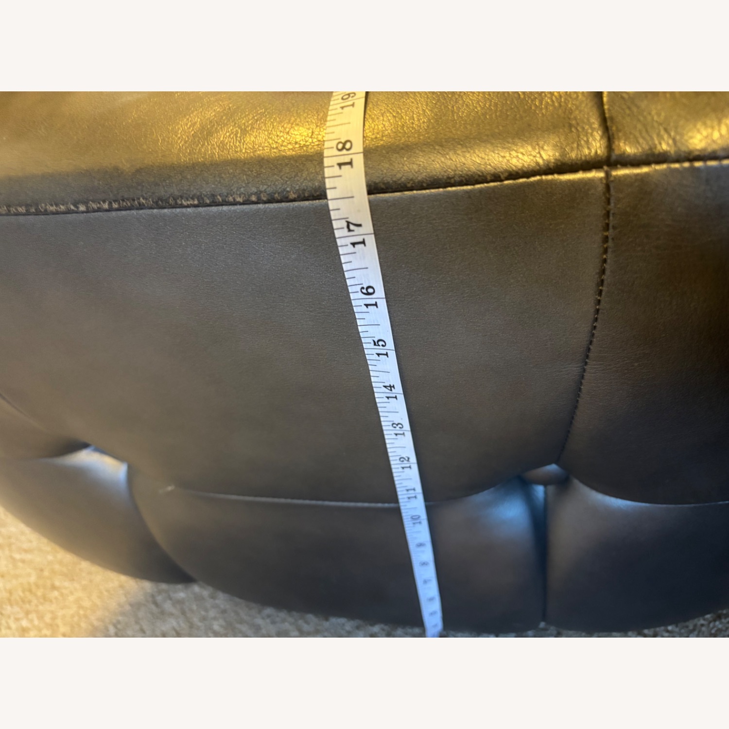 Tufted Leather Ottoman - image-4