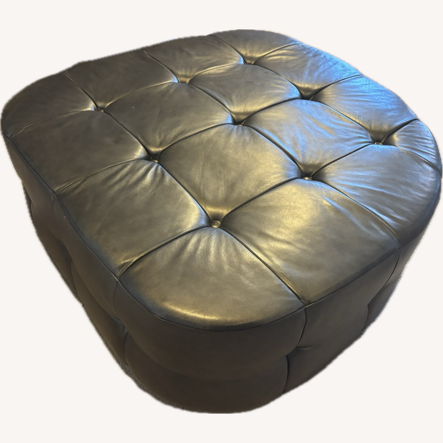 Tufted Leather Ottoman - image-2