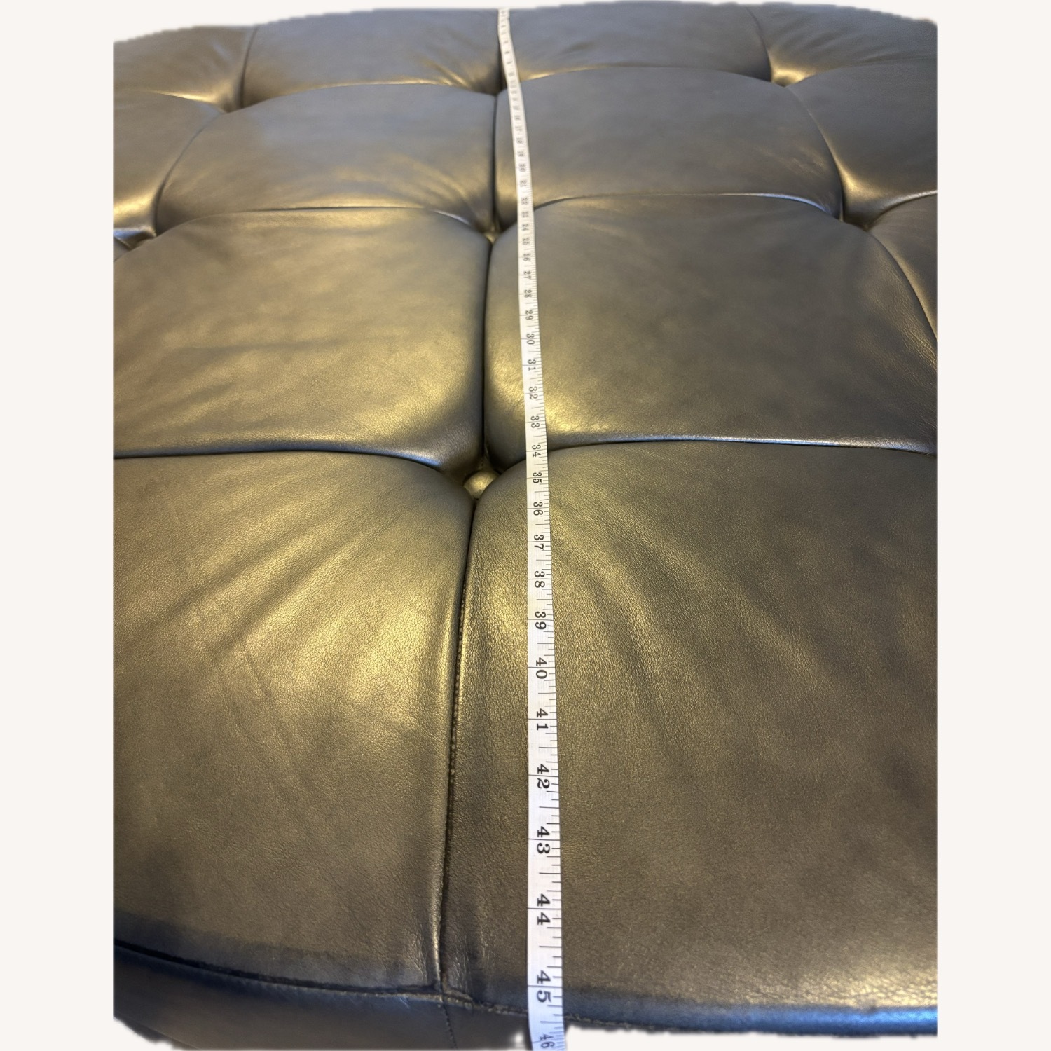 Tufted Leather Ottoman - image-7