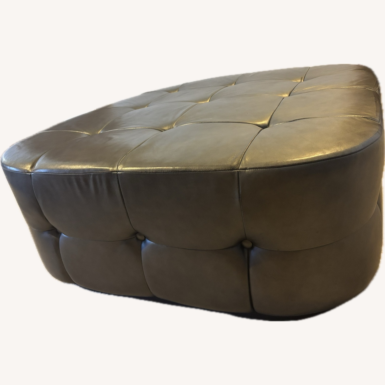 Tufted Leather Ottoman - image-1