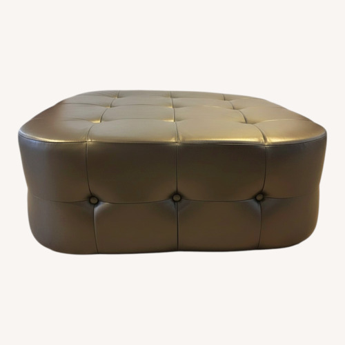 Used Tufted Leather Ottoman for sale on AptDeco