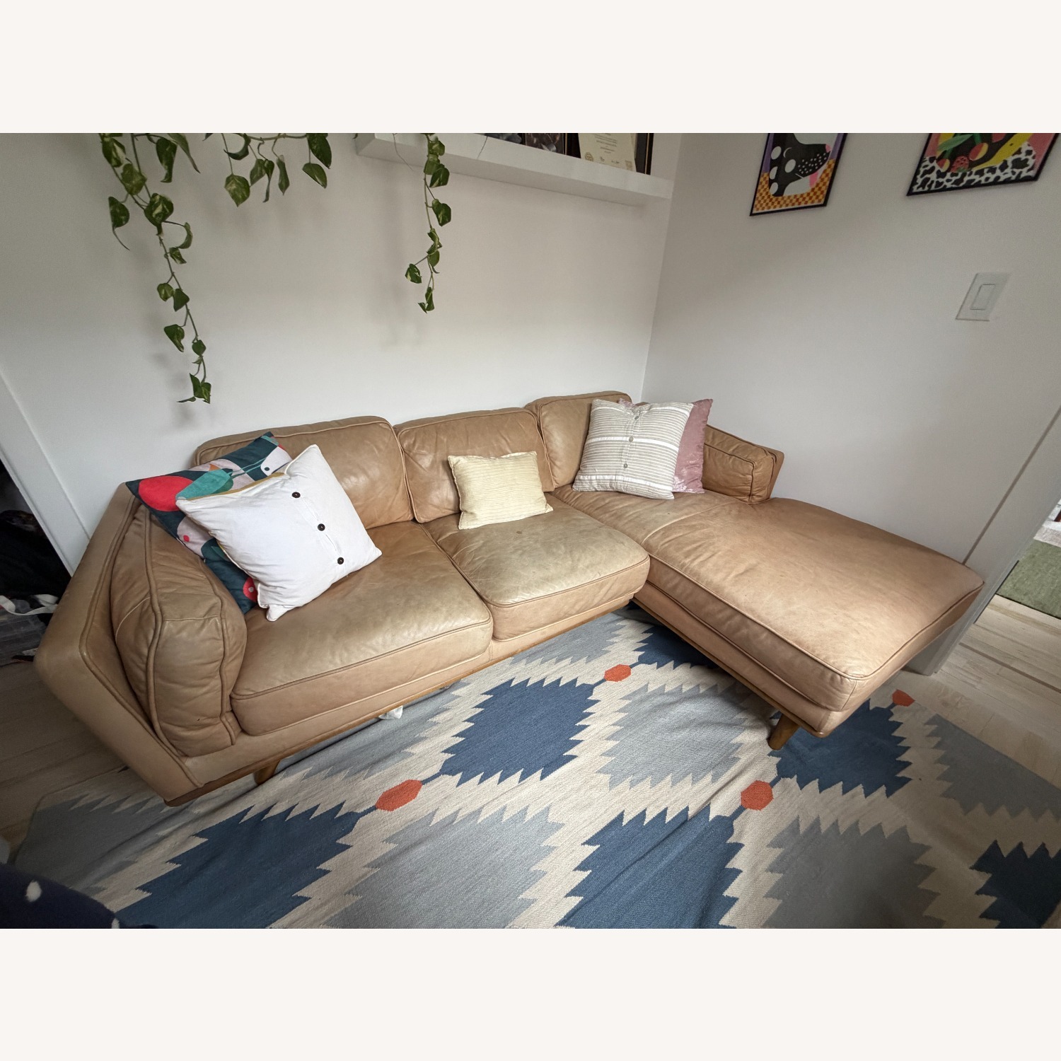 Article Timber Leather Sectional - image-3