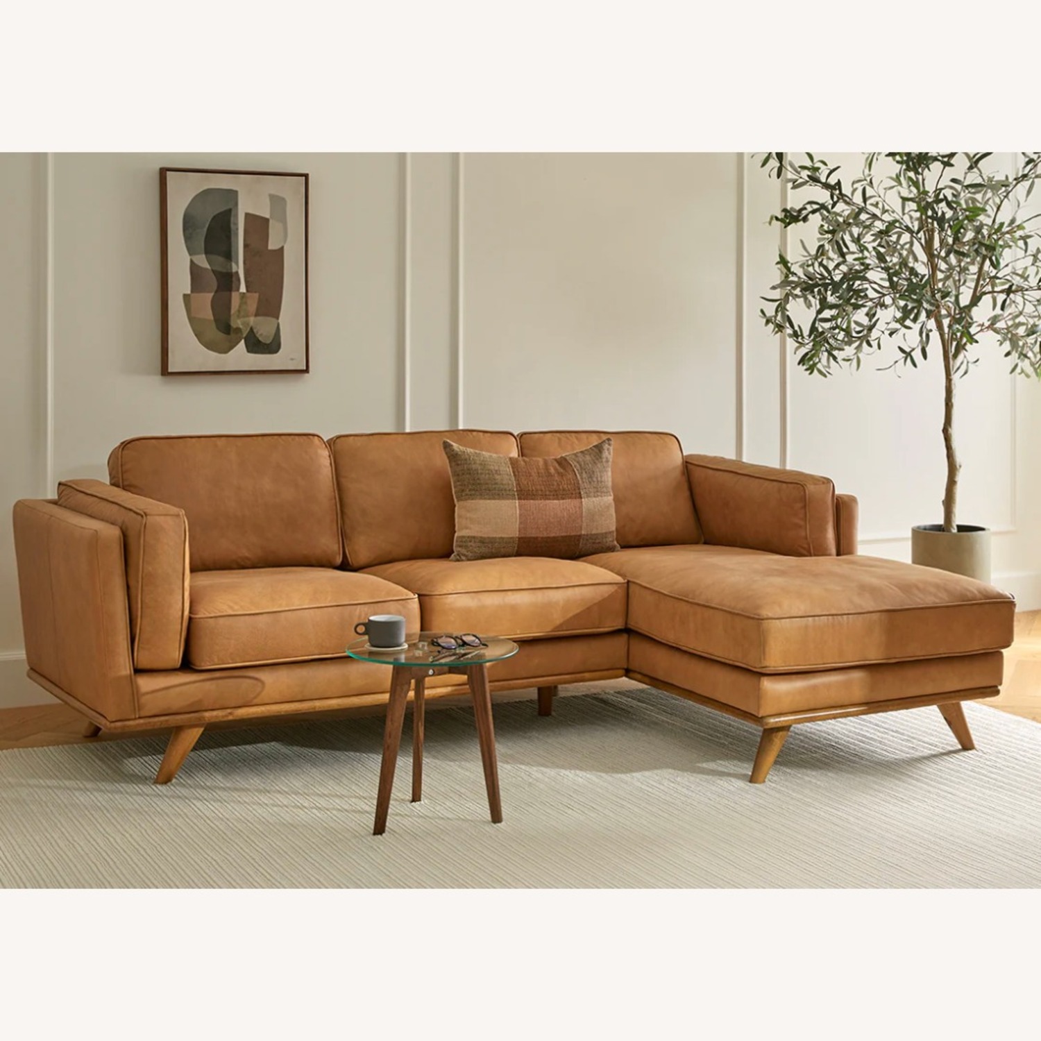 Article Timber Leather Sectional - image-2