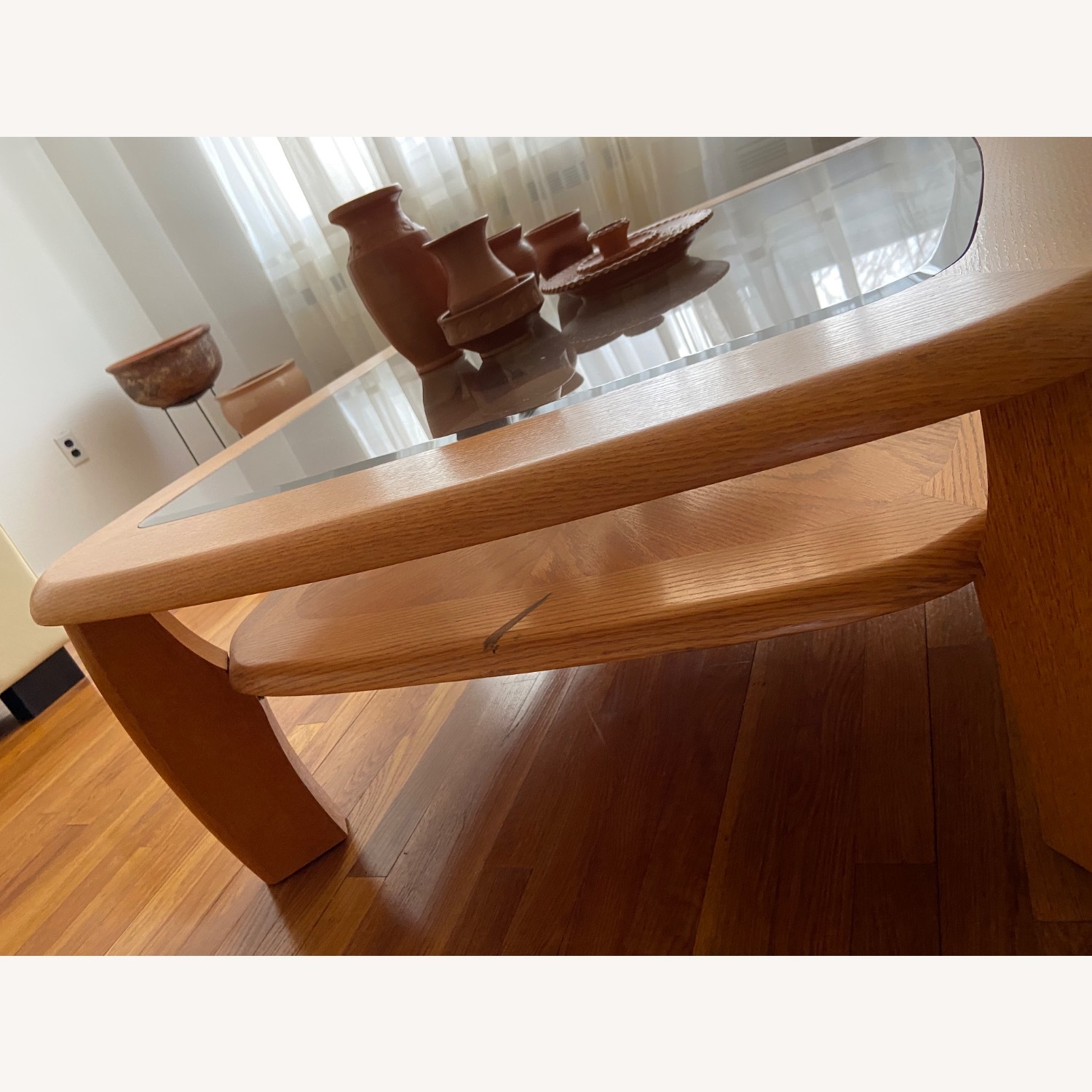 Light Brown Wood and Glass Coffee Table - image-3