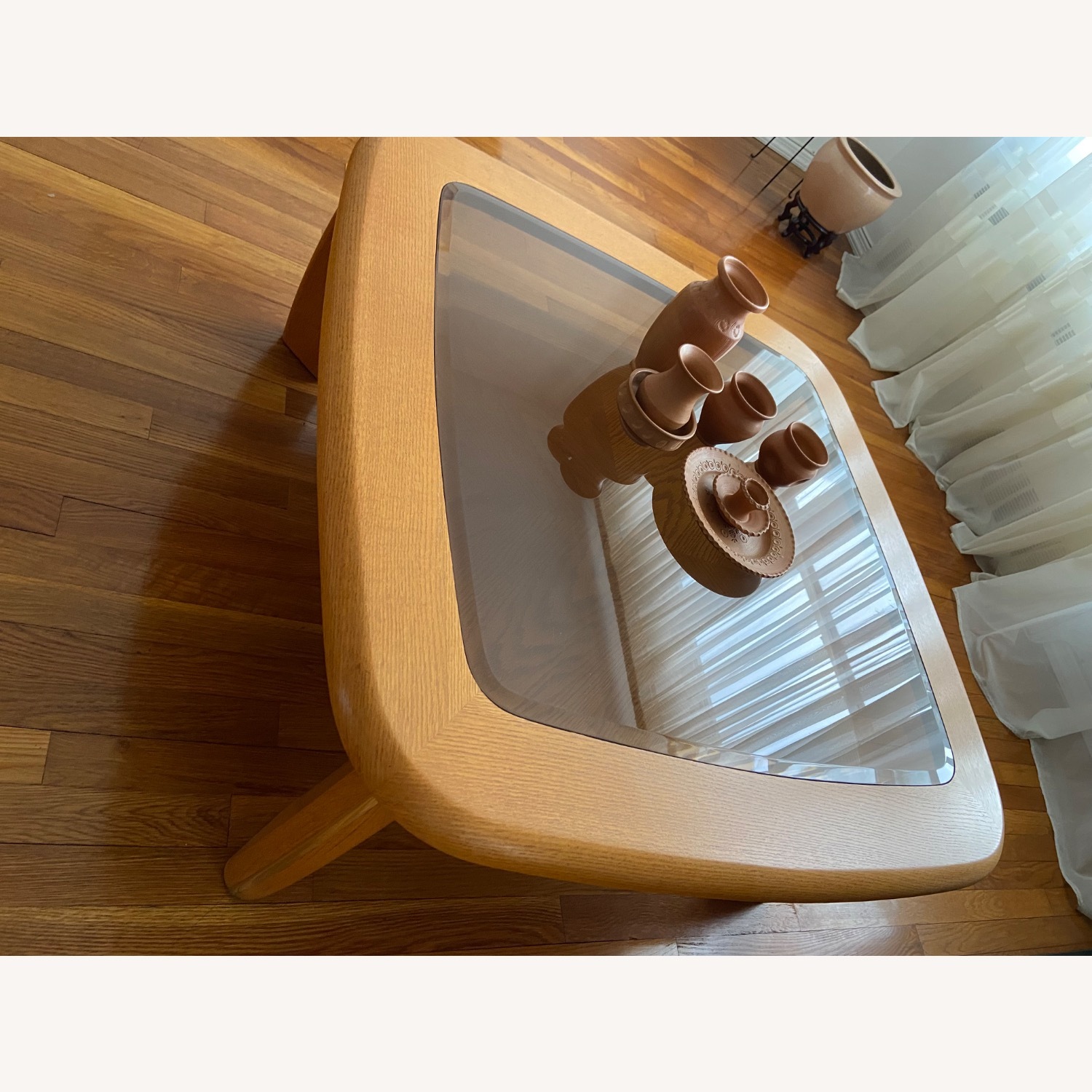 Light Brown Wood and Glass Coffee Table - image-2