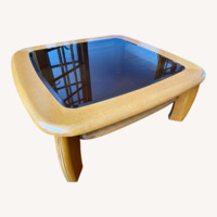 Light Brown Wood and Glass Coffee Table