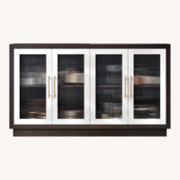 Dark Brown Wood Sideboard With White Doors