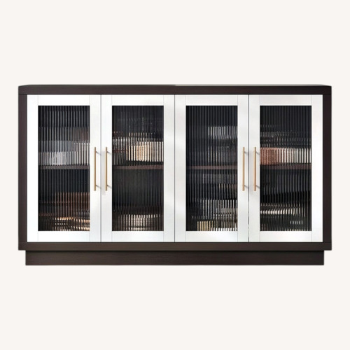 Used Dark Brown Wood Sideboard With White Doors for sale on AptDeco