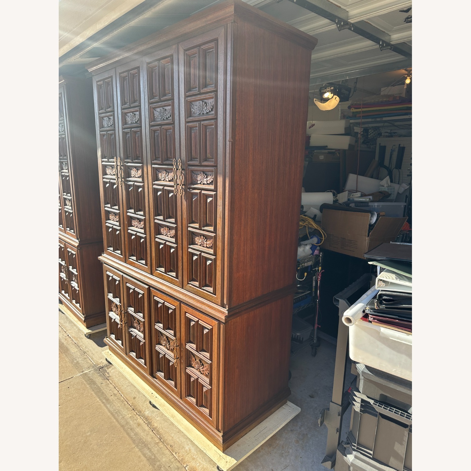 Vintage/Antique Custom Brown Wood Office Media/Bar - image-8