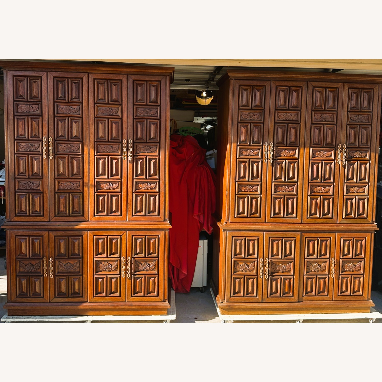 Vintage/Antique Custom Brown Wood Office Media/Bar - image-1