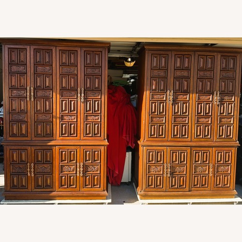 Used Vintage/Antique Custom Brown Wood Office Media/Bar for sale on AptDeco