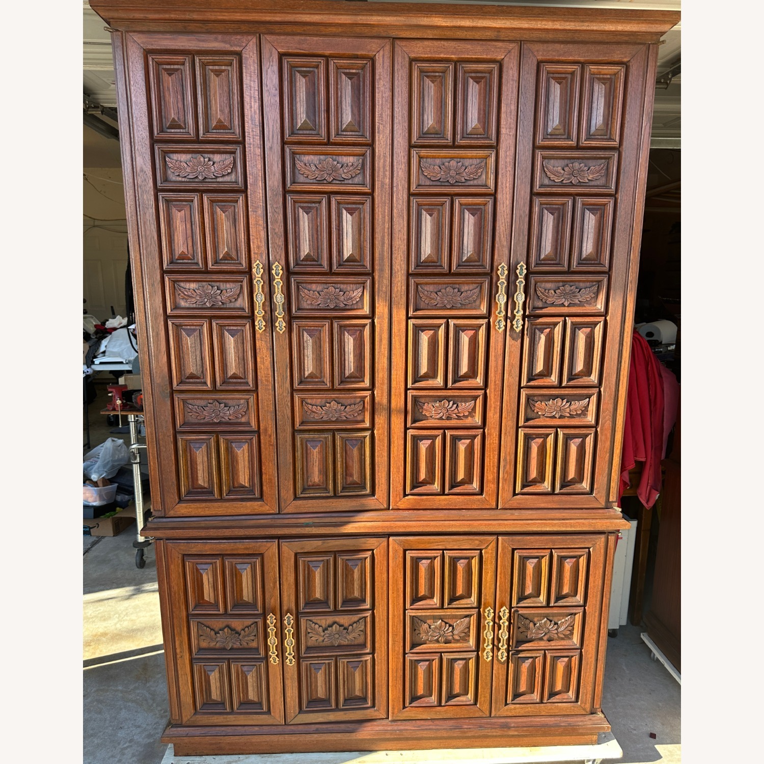 Vintage/Antique Custom Brown Wood Office Media/Bar - image-15