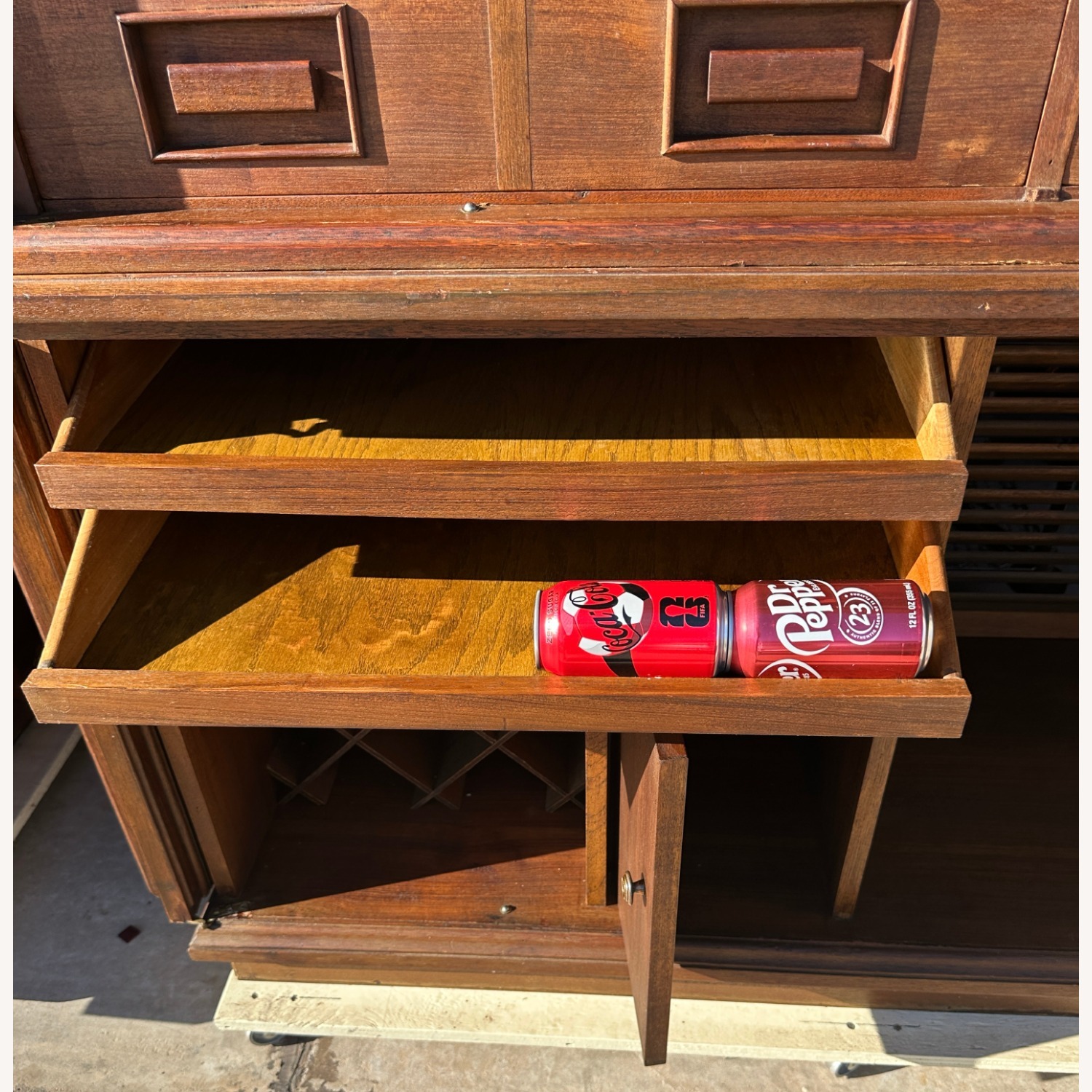 Vintage/Antique Custom Brown Wood Office Media/Bar - image-13