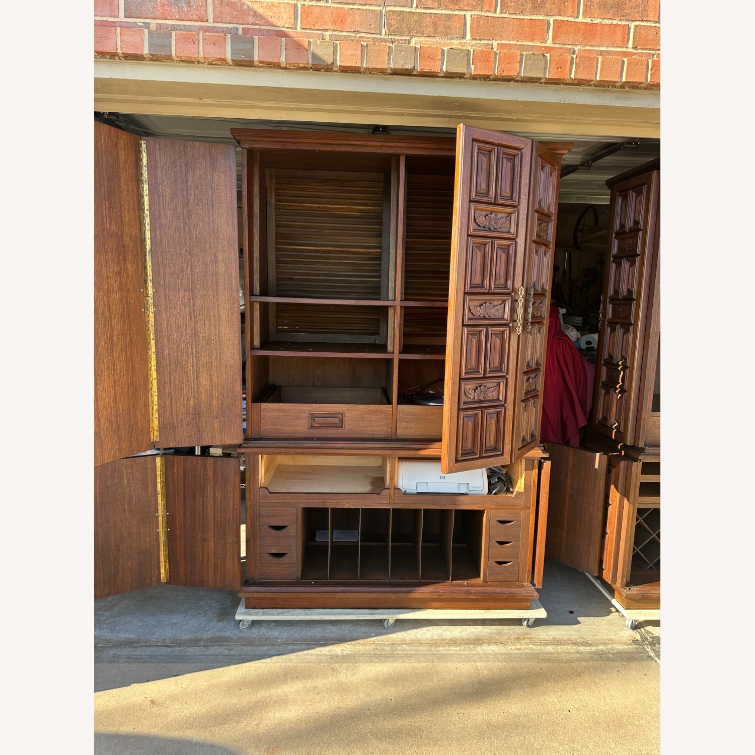 Vintage/Antique Custom Brown Wood Office Media/Bar - image-10