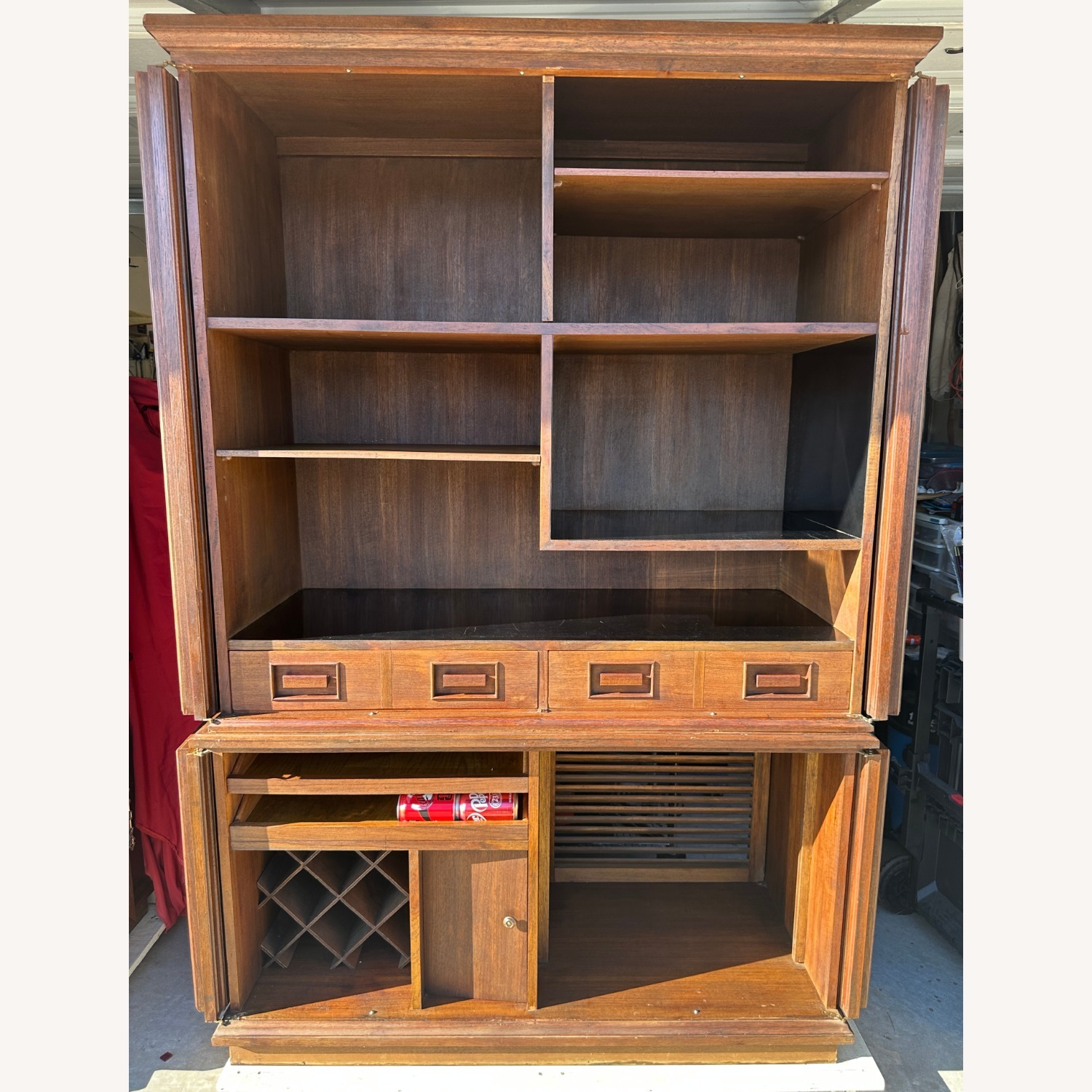 Vintage/Antique Custom Brown Wood Office Media/Bar - image-6