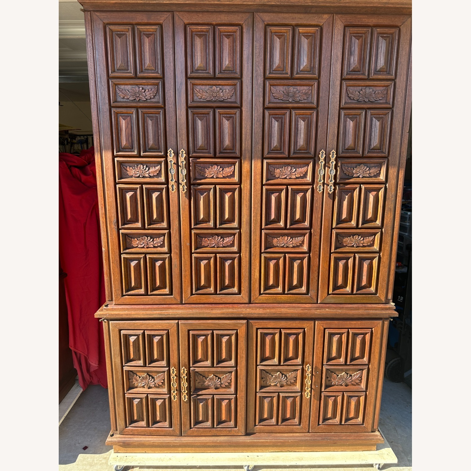 Vintage/Antique Custom Brown Wood Office Media/Bar - image-7