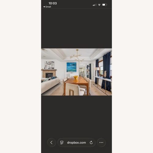 Used CB2 Aqua Virgo Burl Dining Table for sale on AptDeco