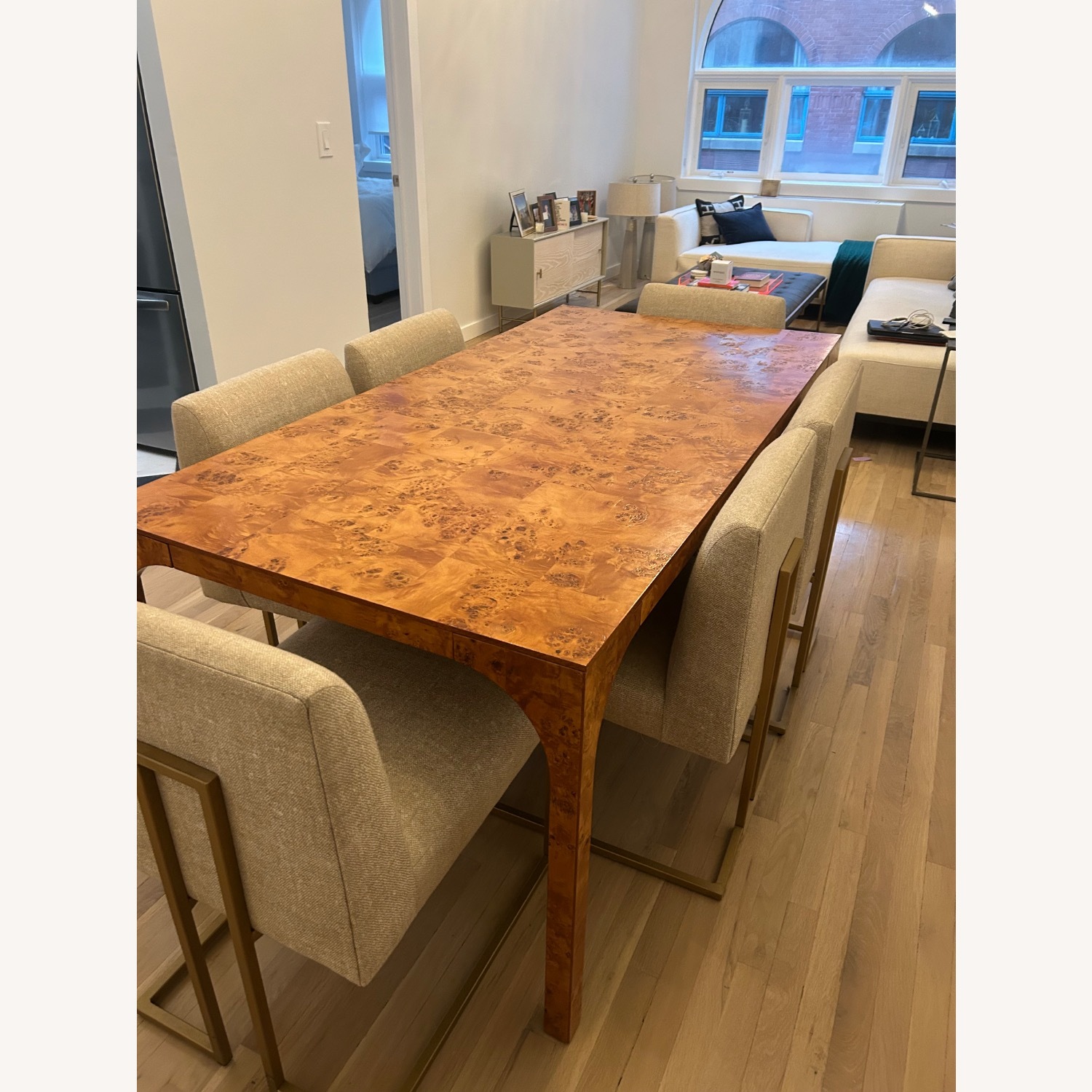 CB2 Aqua Virgo Burl Dining Table - image-8