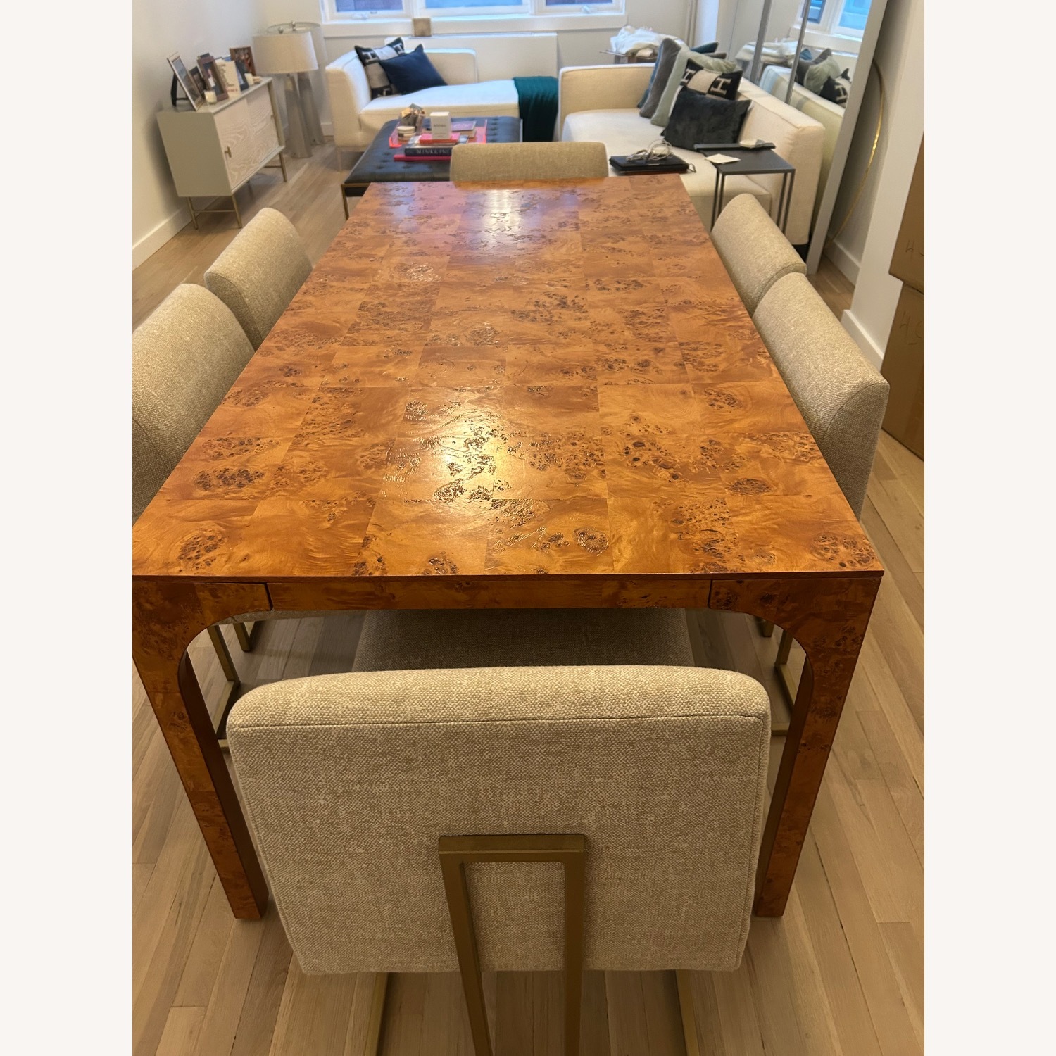 CB2 Aqua Virgo Burl Dining Table - image-7