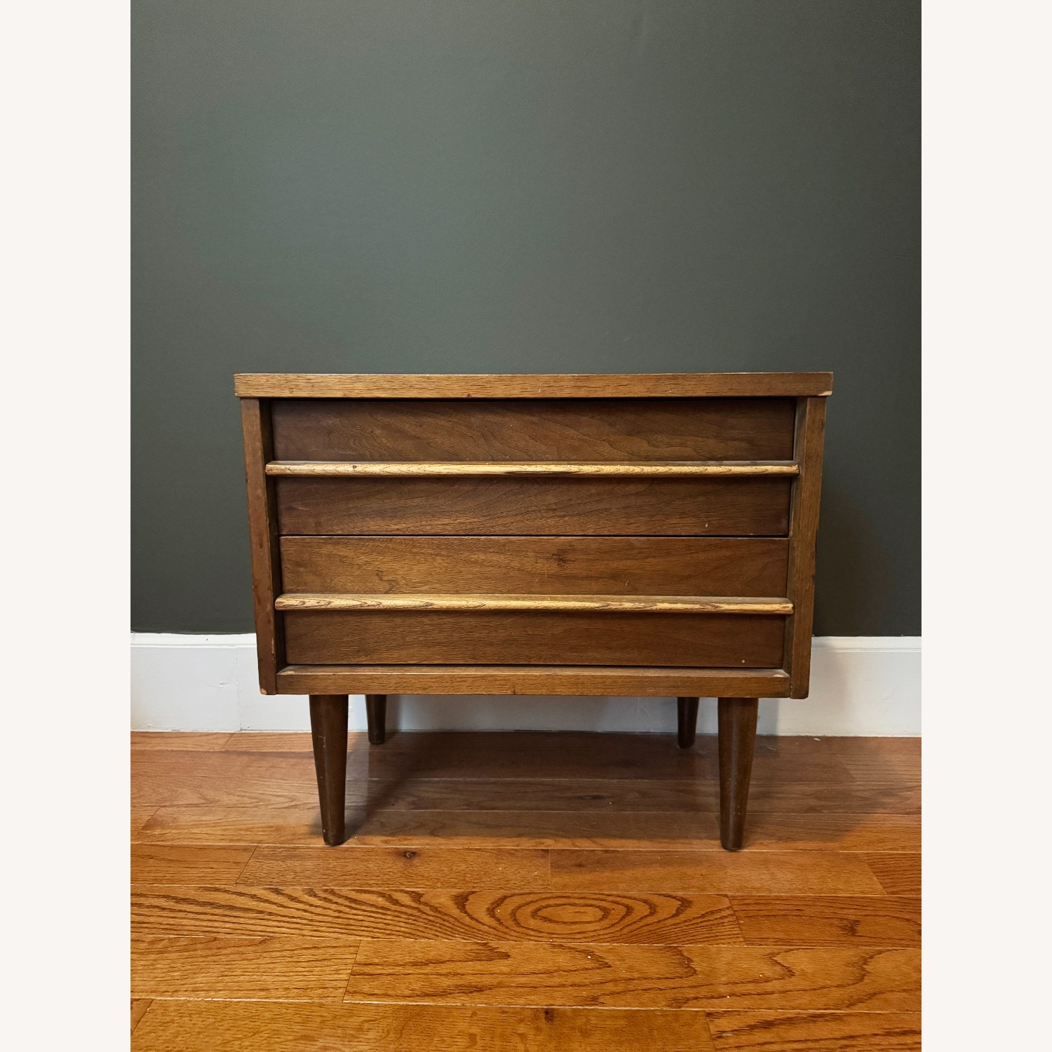 Vintage/Antique Mcm Dark Brown Wood Nightstand - image-1