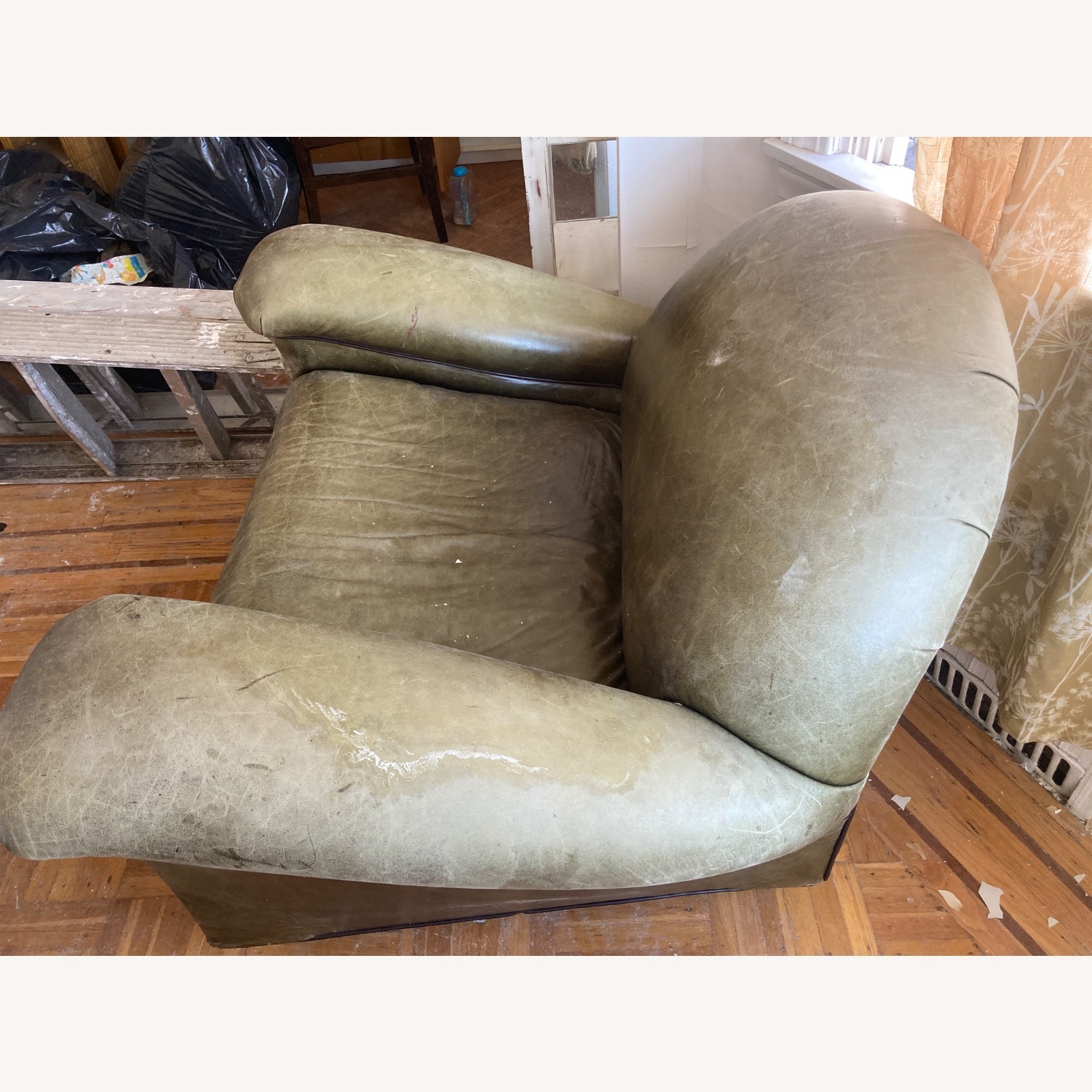 Vintage Buchsbaum Green Leather Armchair - image-3