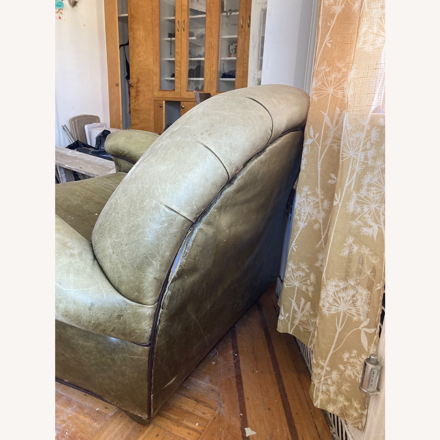 Vintage Buchsbaum Green Leather Armchair - image-4