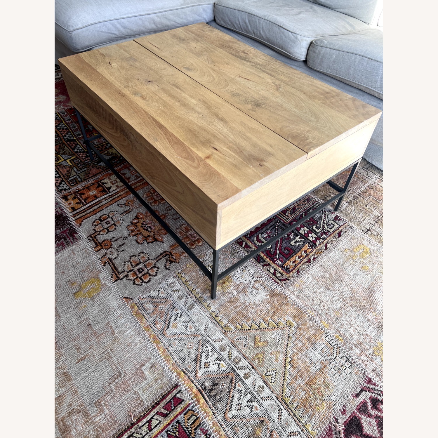 West Elm Industrial Natural Wood Coffee Table - image-4