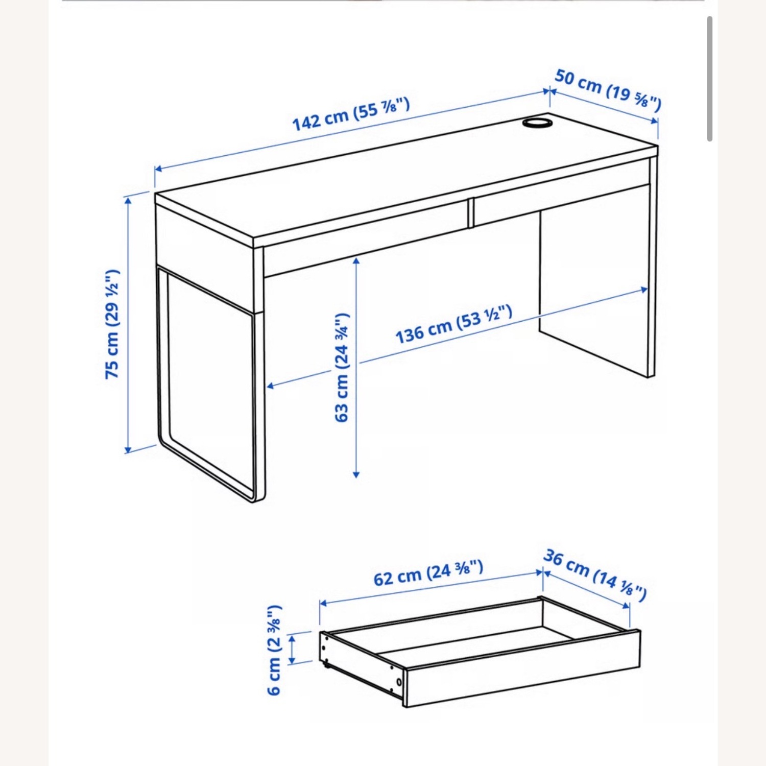 IKEA MICKE White Wood Desk - image-3