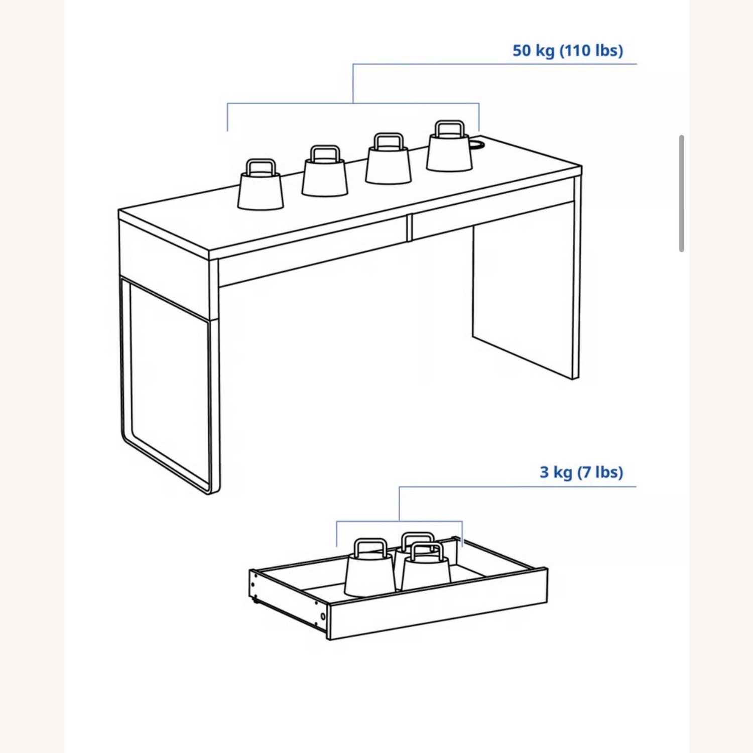 IKEA MICKE White Wood Desk - image-2
