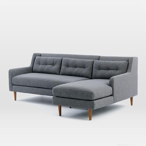 Used West Elm Crosby Light Gray Fabric 2 Piece Sectional for sale on AptDeco
