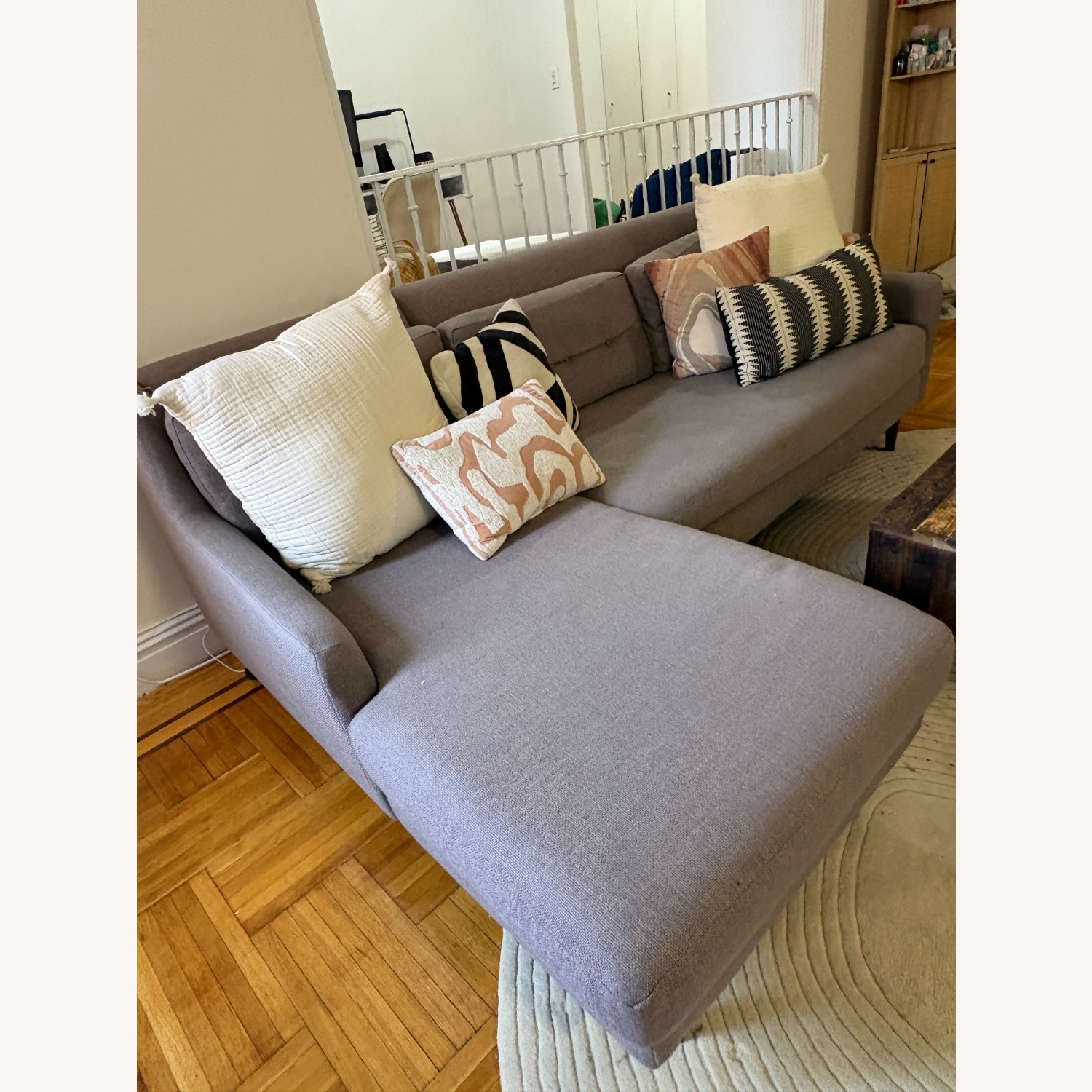 West Elm Crosby Light Gray Fabric 2 Piece Sectional - image-3