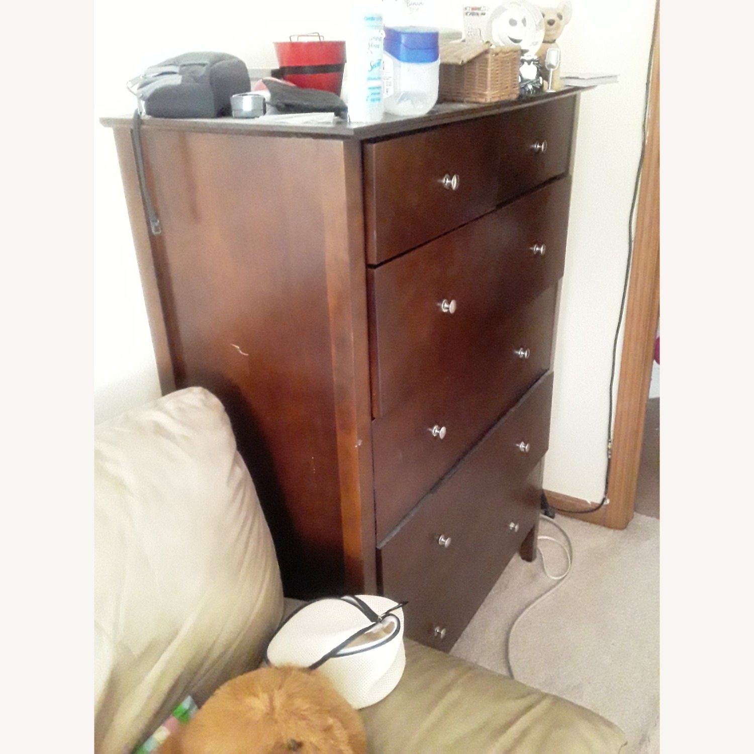 Dark Brown Wood Armoire - image-3