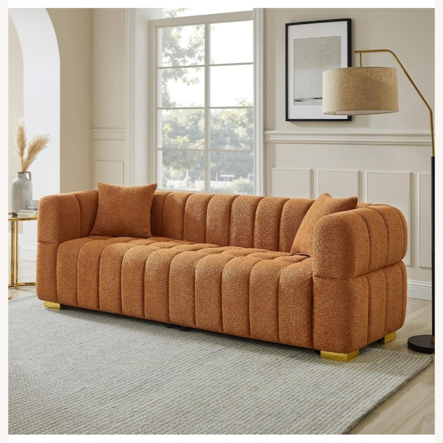 Target Orange Fabric 3+ Seater Sofa - image-3
