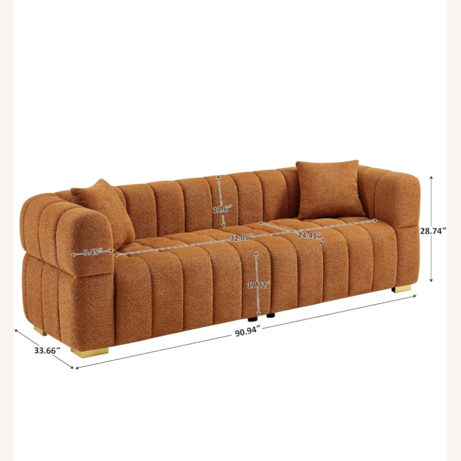 Target Orange Fabric 3+ Seater Sofa - image-2